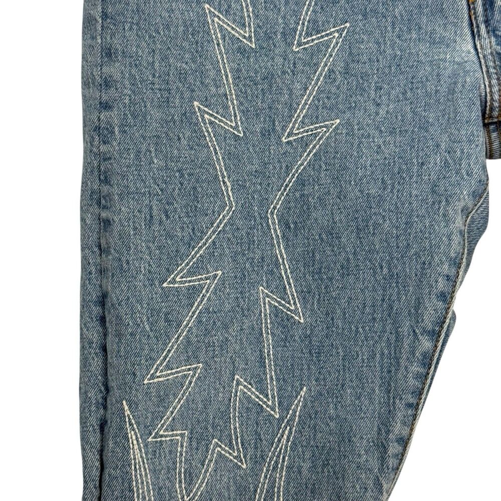 Levis 501 Del Norte Slim Jeans Women Size 28 Blue Embroidered Button Fly Flame - Picture 5 of 16